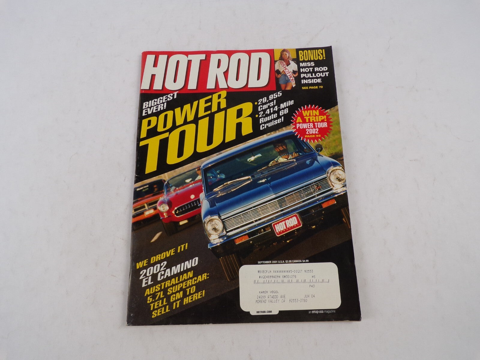 September 2001 Hot Rodding Magazine Biggest Ever! Power Tour Bonus! Miss HotRod
