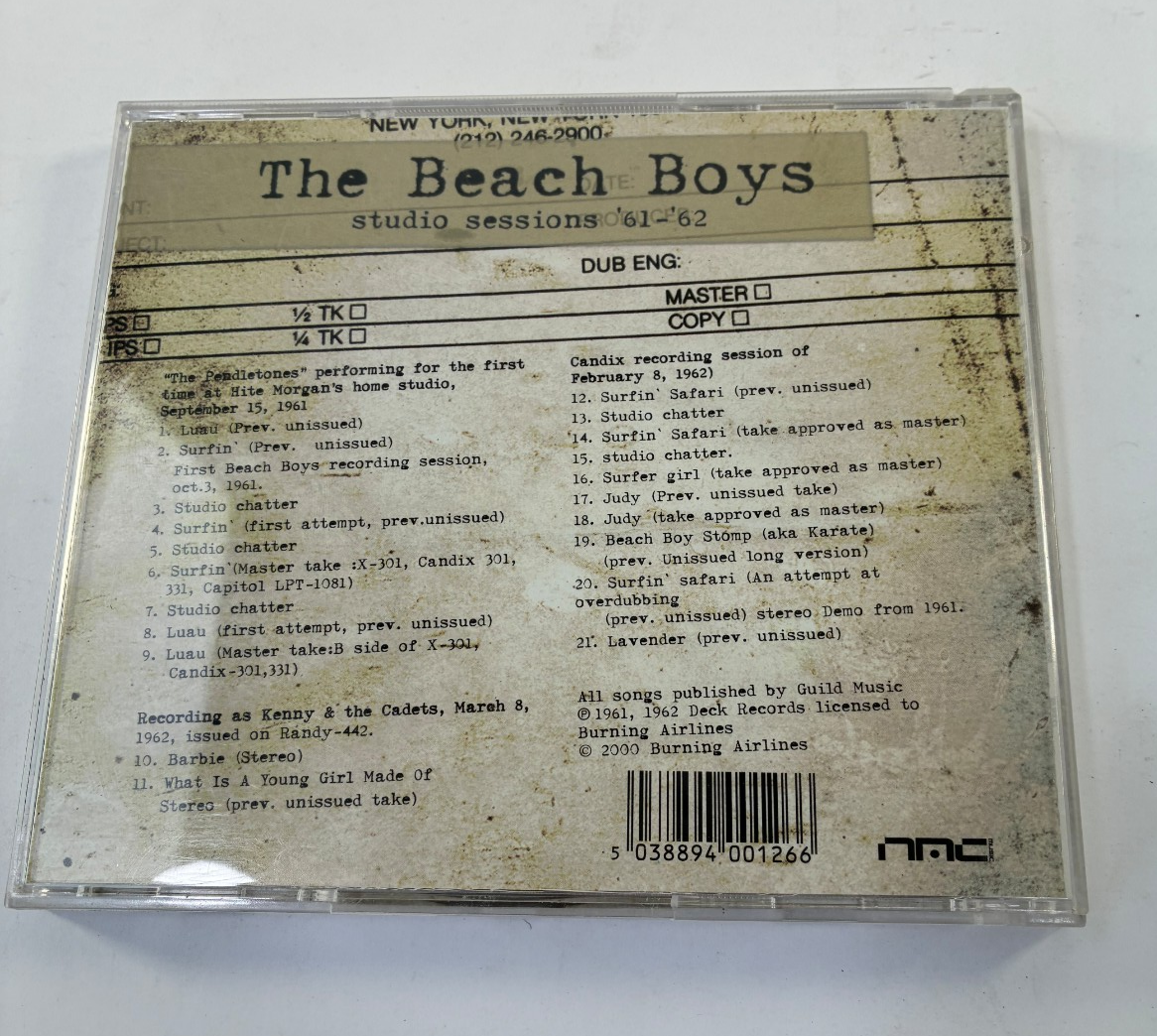 The Beach Boys Studio Sessions 61-62 Burning Airlines CD 2000