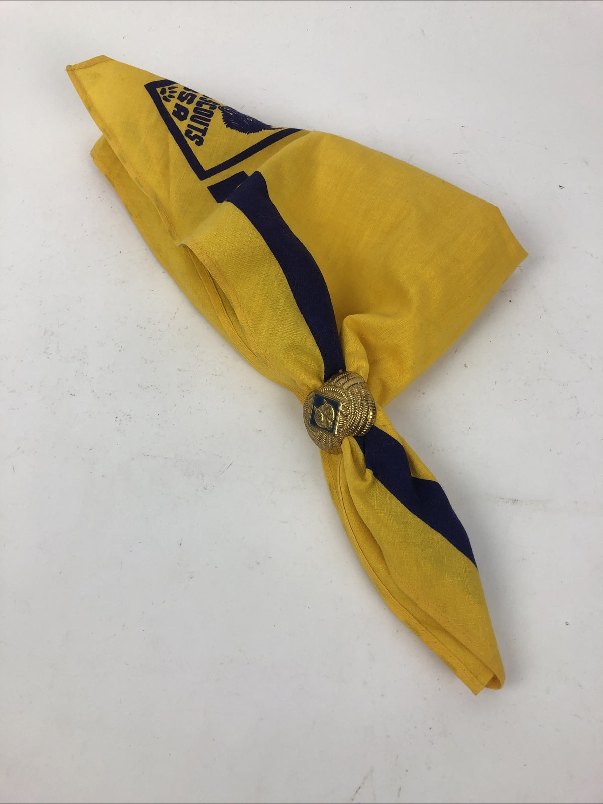Cub Scout Wolf Neckerchief Yellow Scarf Bandana BSA Boy Scouts of America w BOLO