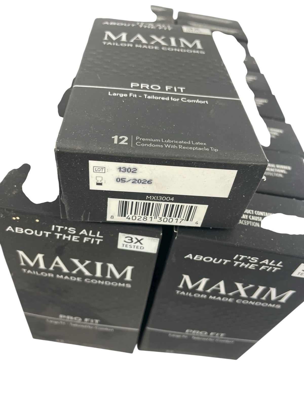 Lot of 561 MAXIM Lubricated Latex Condoms PRO FIT XL ULTRA 3-12C. Boxes EXP 5-26