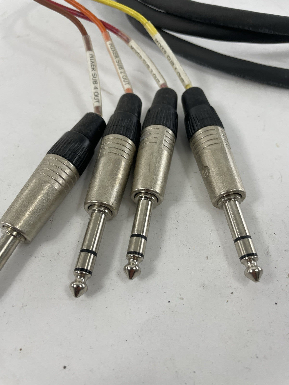 Belden 4 Channel Male 1/4" Phone to 3-Pin Neutrik XLR MALE Snake Cable 9'