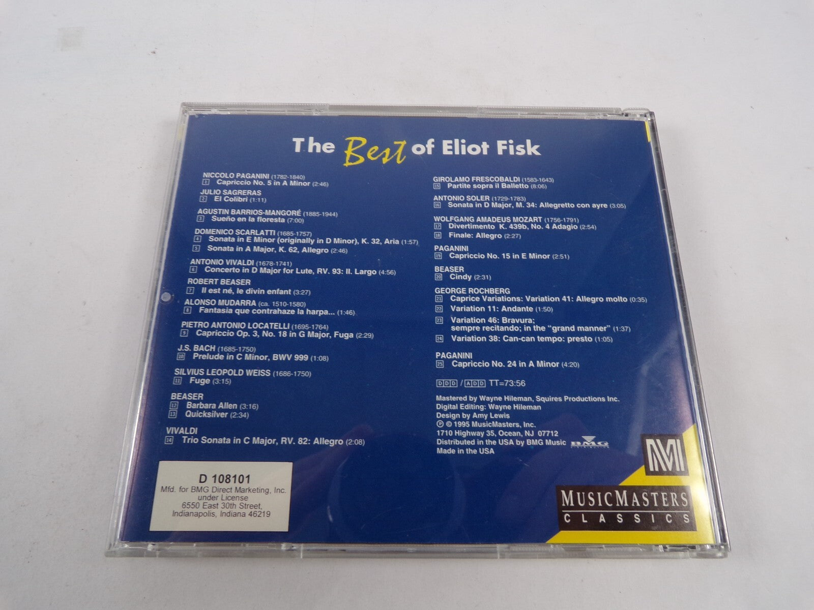 The Best Eliot Fisk Music Masters Classics Niccolo Paganini Julio SagrerasCD #40