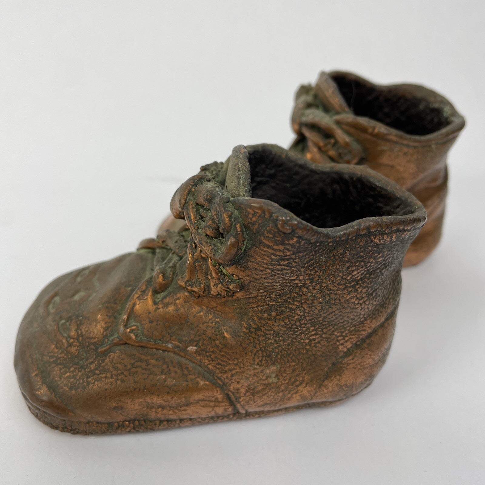 Vintage Antique Baby Brass Bronze Shoes Booties Bronze Dipped Baby Shoes LOOK