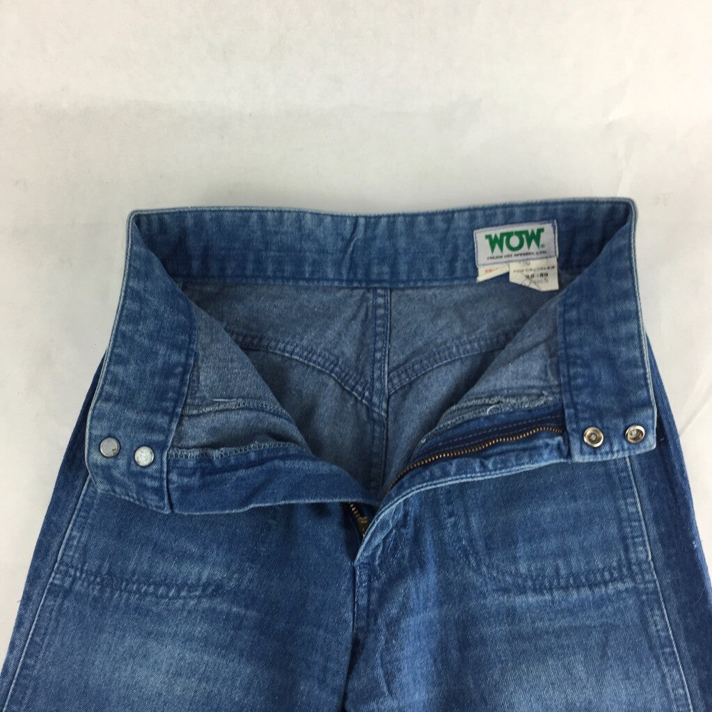 WOW Womens Straight Leg Jeans Blue Zipper Fly Pocket Denim 28