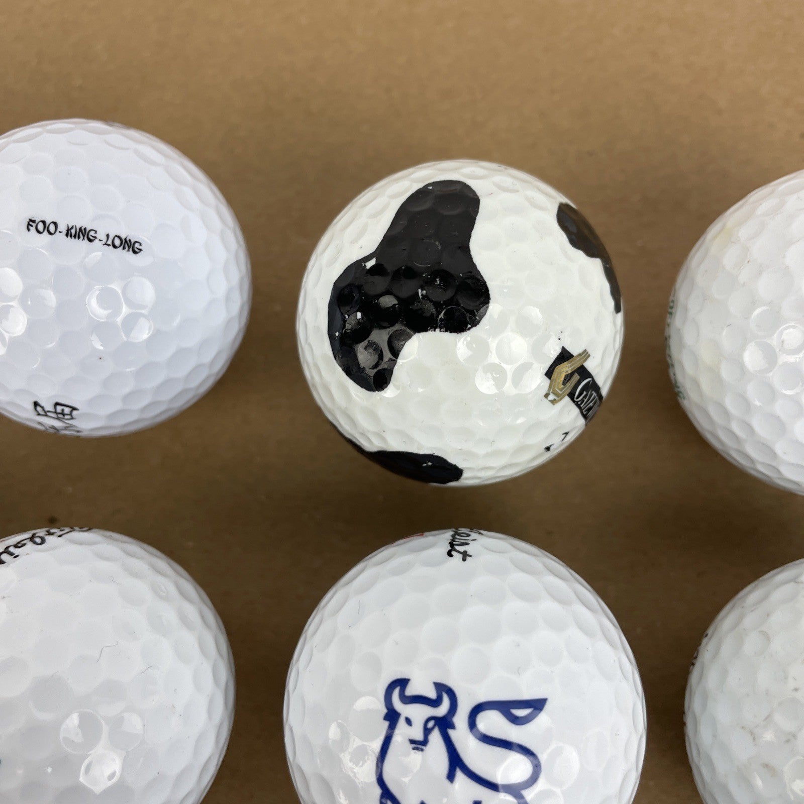 20 x Logo Golf Ball Lot Panda Bull Cali Bear Schwetty Balls FOO KING LONG Booze