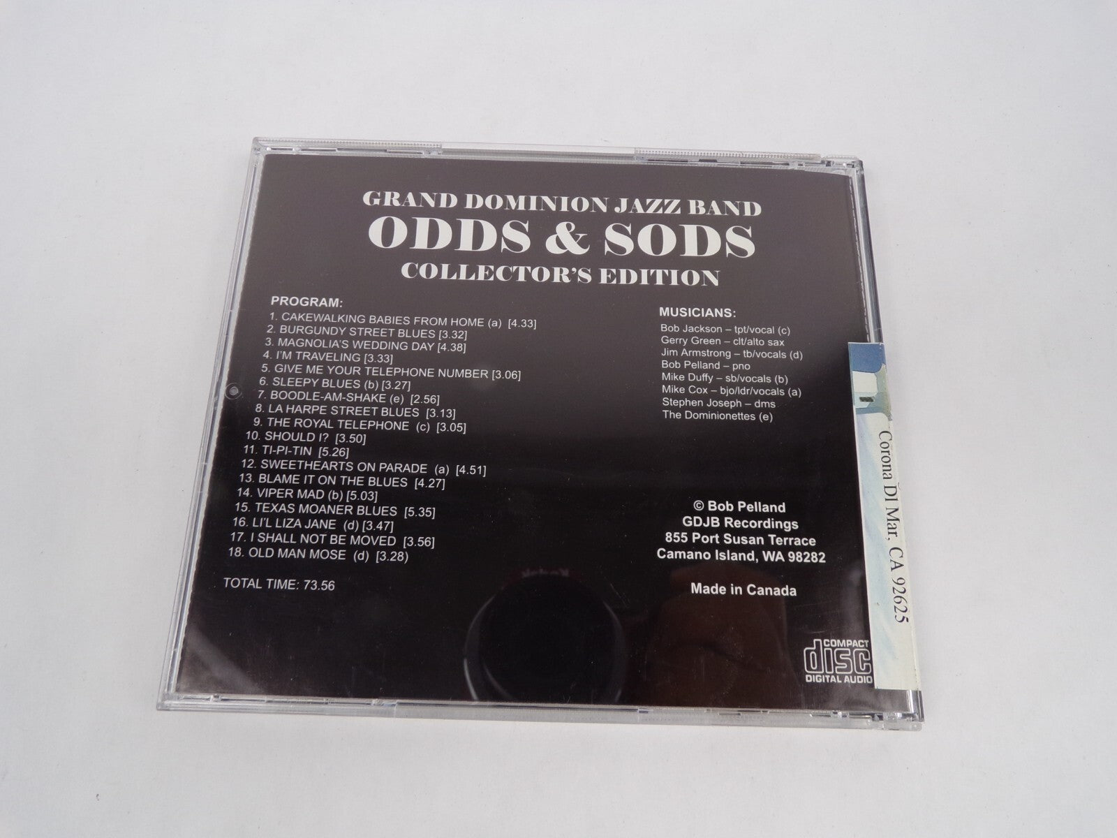 Odds & Sods The Grand Dominion Jazz Band Contains Tracks Recorded Between CD#63