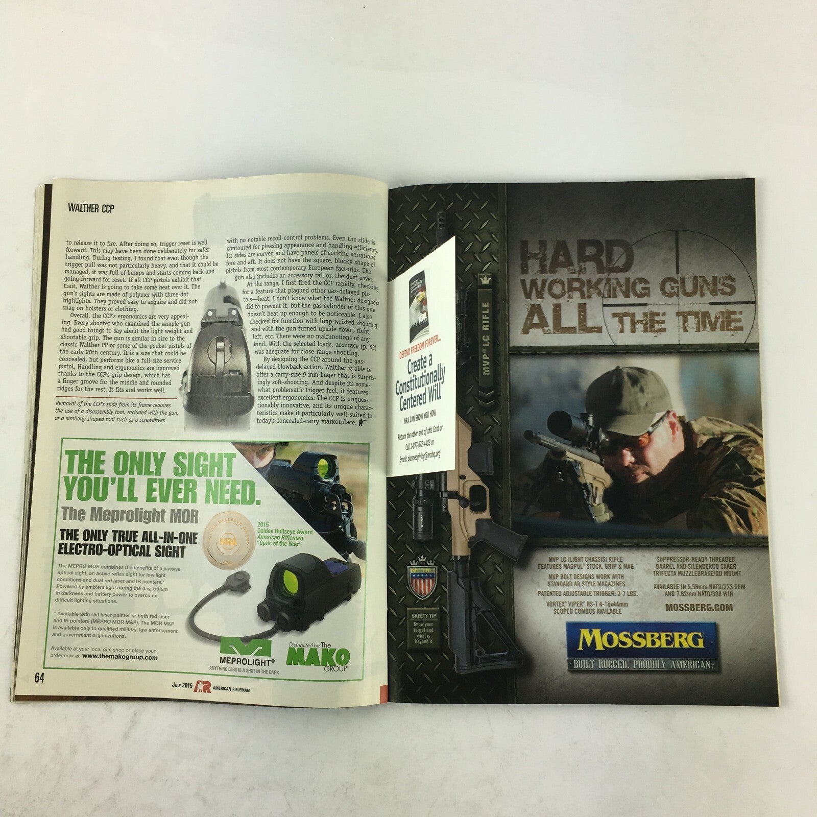 July 2015 American Rifleman Magazine Kimber's Adirondack Eastern Light Weight