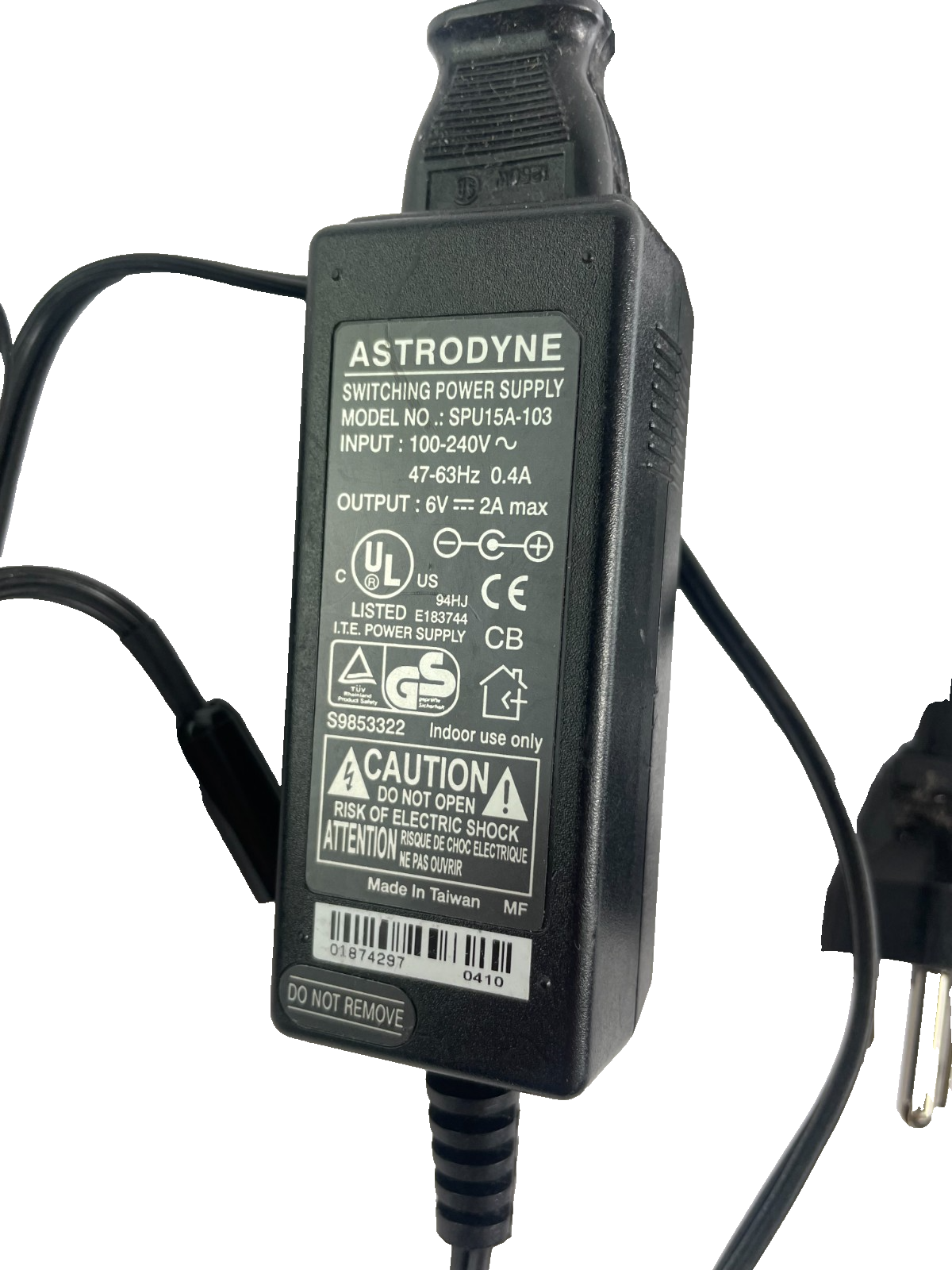 Geniune Astrodyne Model SPU15A-103 Output 6V 2A Powet Supply AC Adapter #A83