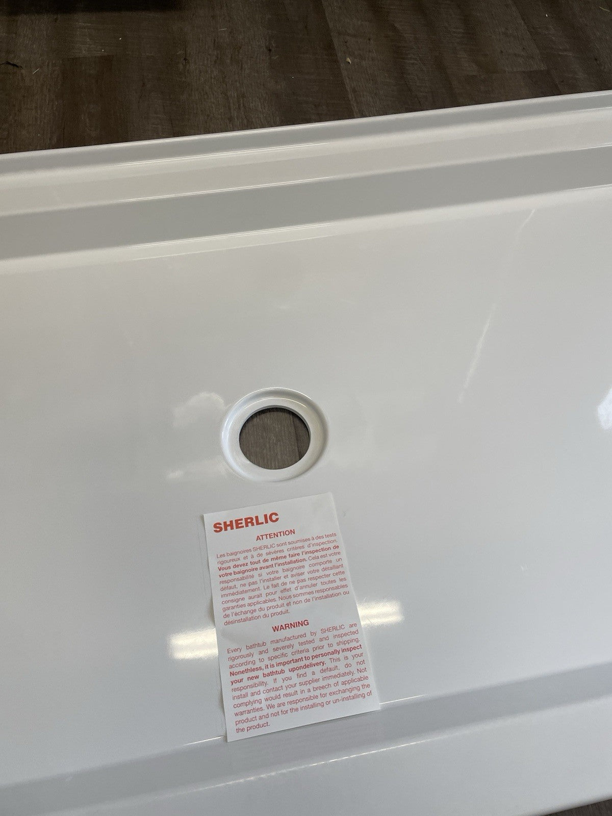 Sherlic 60x32 molded shower pan base white center drain tile ready base