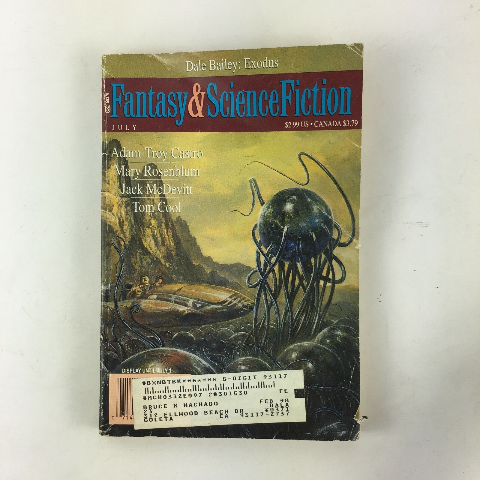 July Fantasy & Science Fiction Magazine Adam Troy Castro Mary Rosenblum Tom Cool