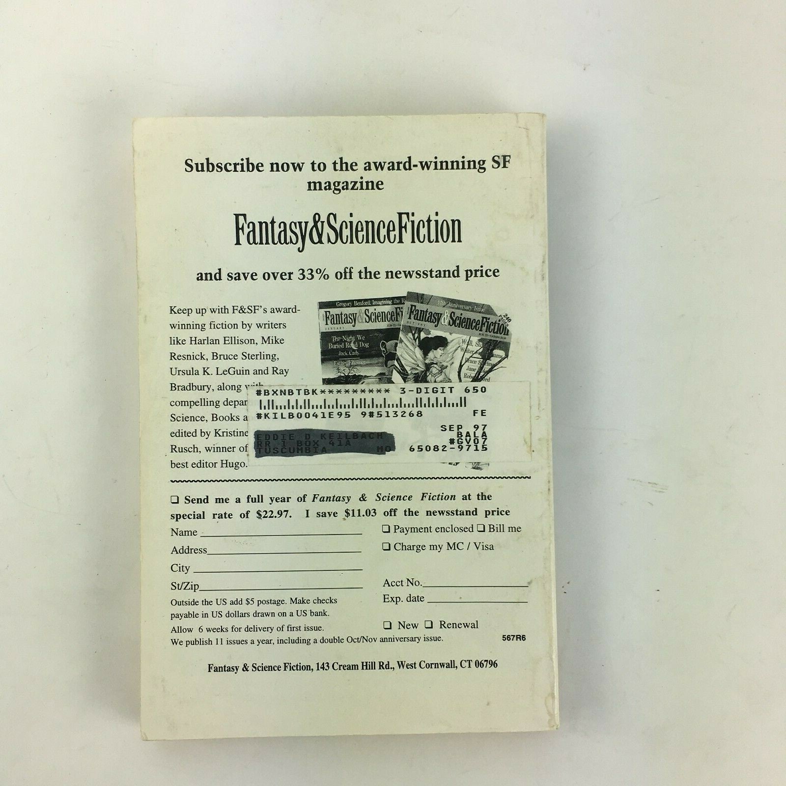 July Fantasy & Science Fiction Magazine The Moon Maid R.Garcia y Robertson