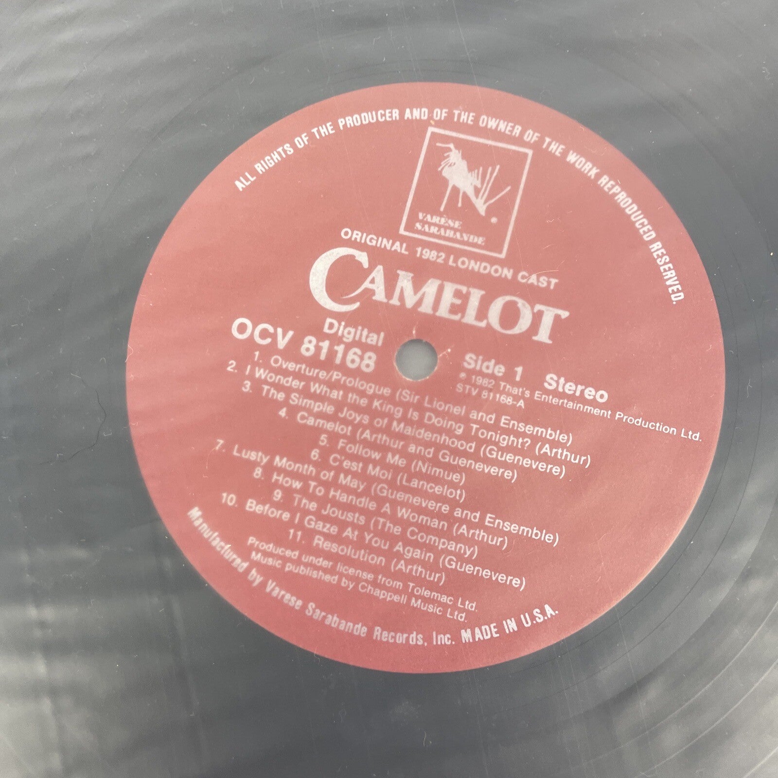Lerner Loewe CAMELOT London Cast Soundtrack LP Richard Harris Fiona Fullerton