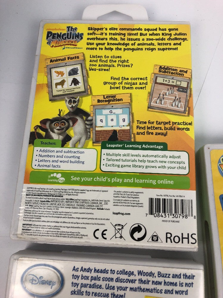 Bundle 3 X Leapster Leapster2 Toy Story 3, Penguins Of Madagascar Go Diego Go VG