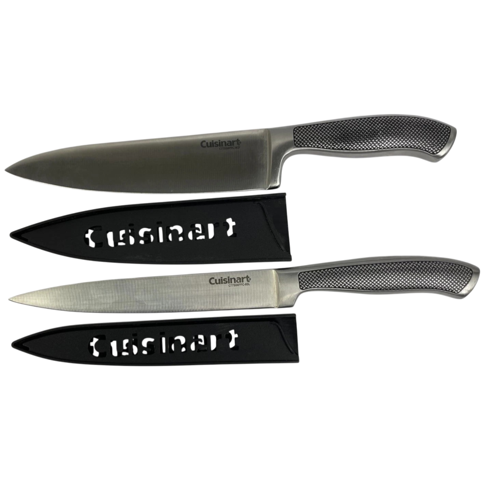 Lot of 2 x CUISINART KNIFE 8" SLICING 8" Chef KNIFE Set STEEL HOLLOW HANDLE