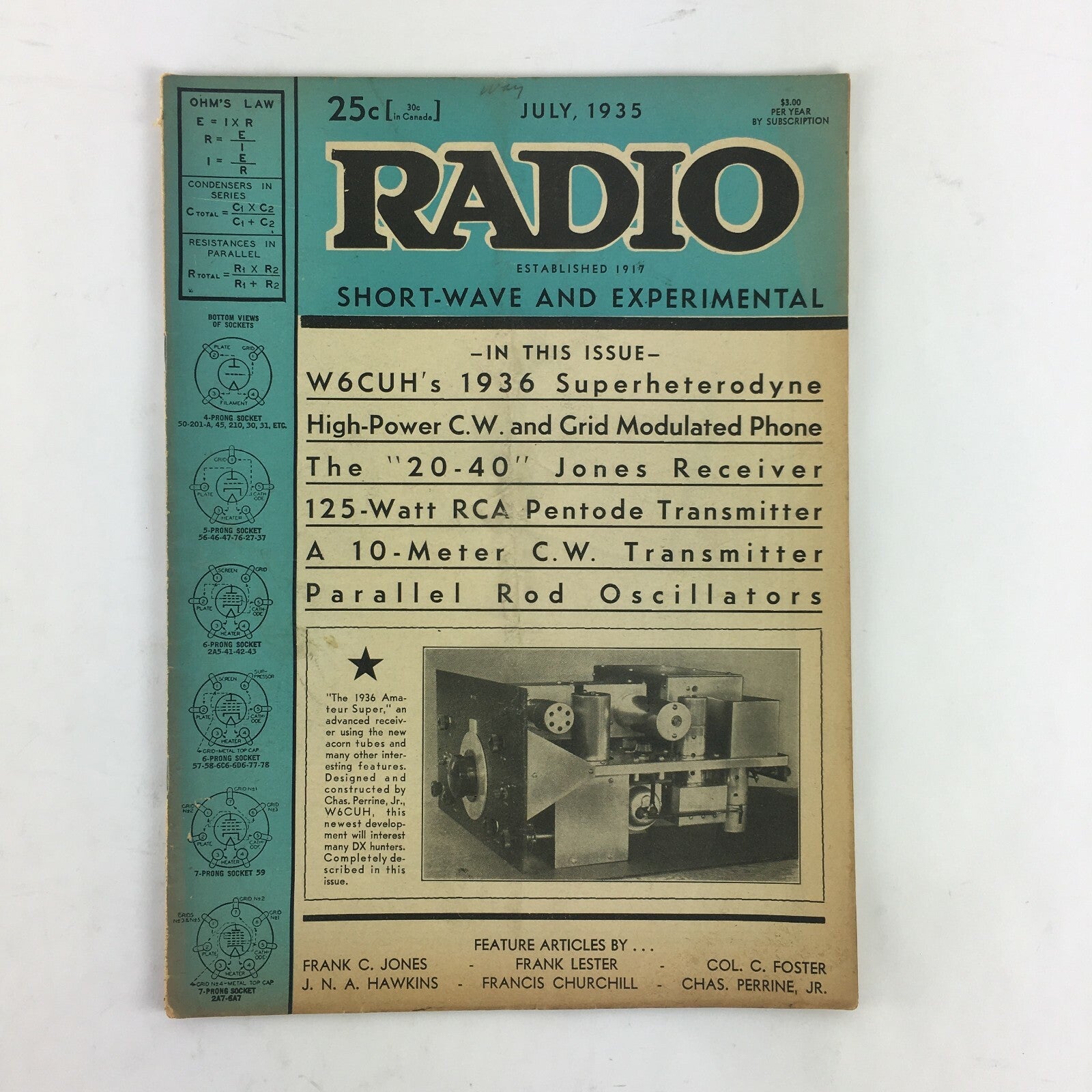 July 1935 Radio Magazine W6CUH 1936 Superheterodyne Parallel Rod Oscillator
