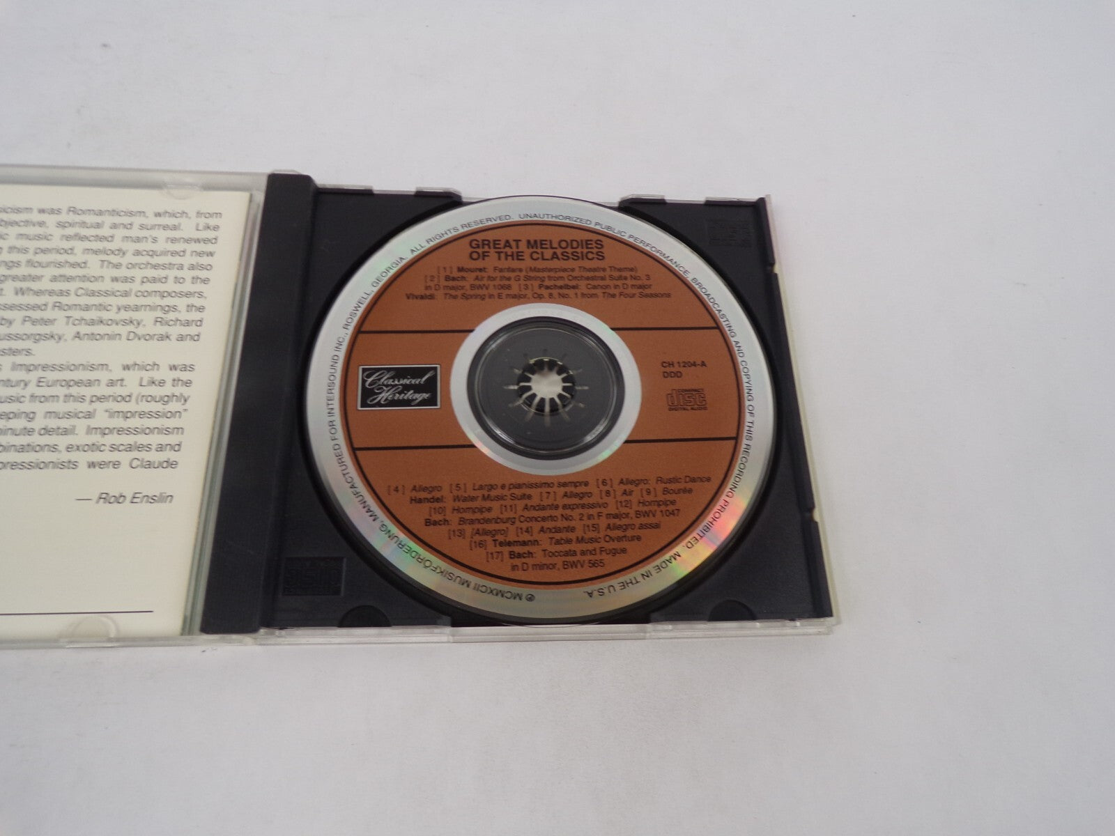 Great Melodies Of The Classics Mouret: Fanfare Bach: Air For The G String CD#71
