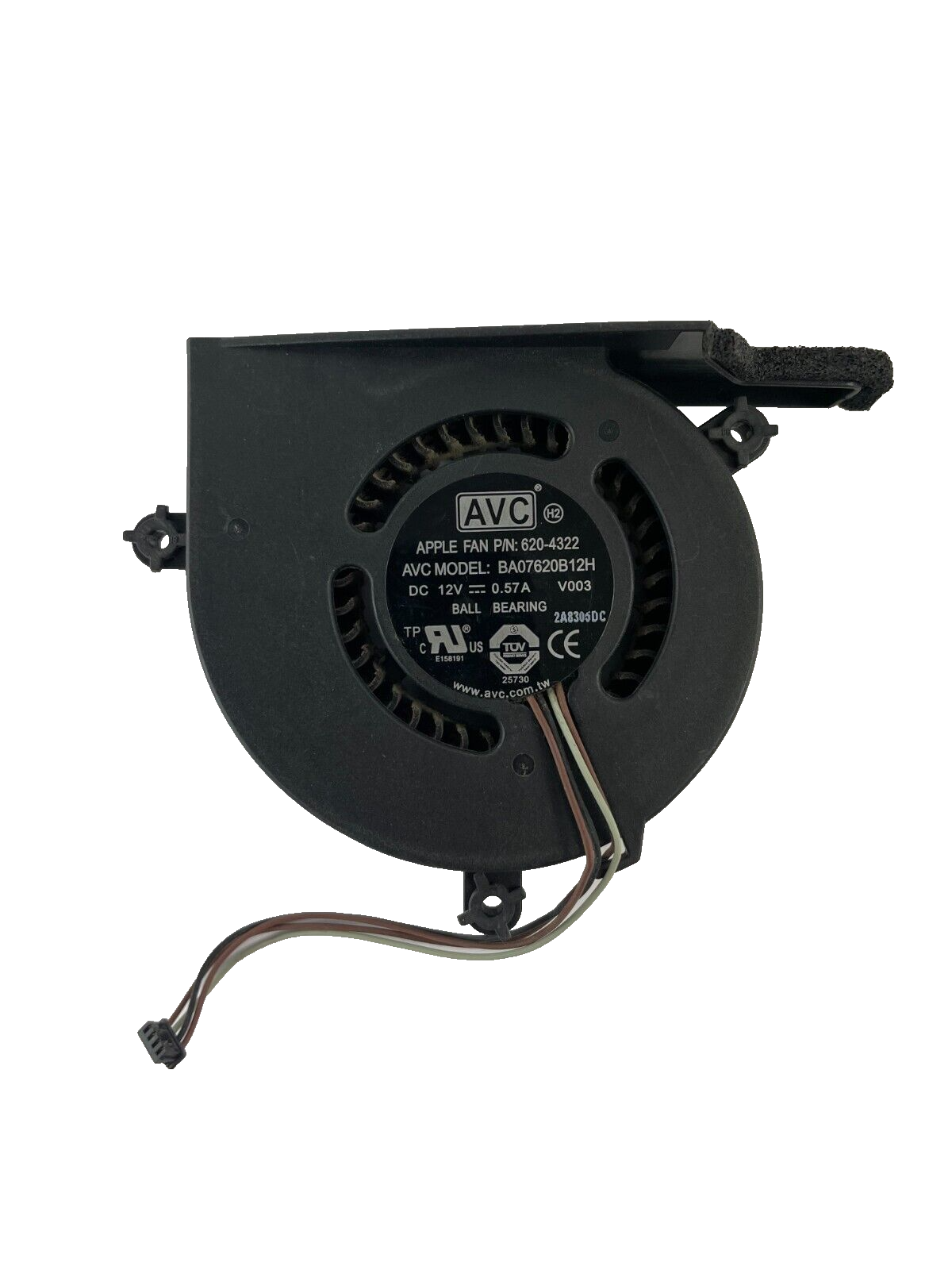 AVC Apple Fan P/N 6204322 Model BA07620B12H DC12V - 0.57A Wire CPU Cooling Fan