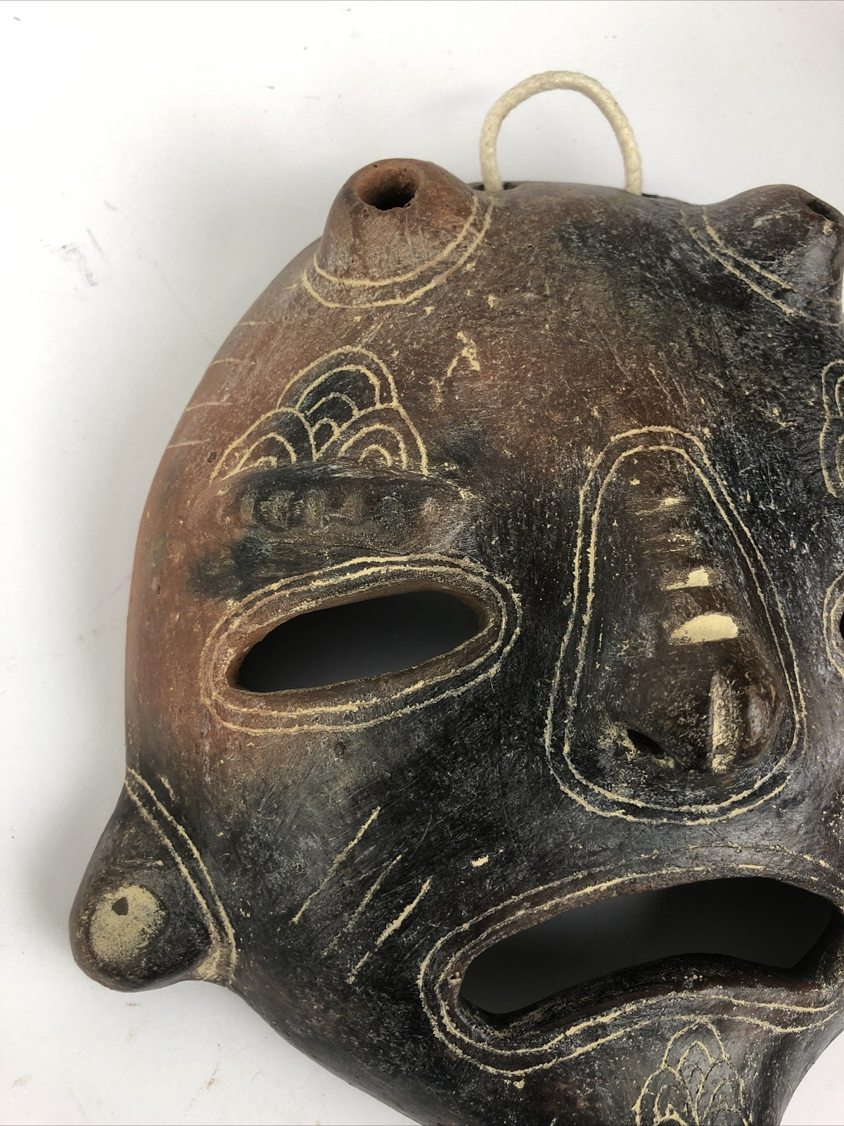 Rare African Art sculpture Terra Cotta Tribal Mask Wall Art - LOOK 8" x 8"