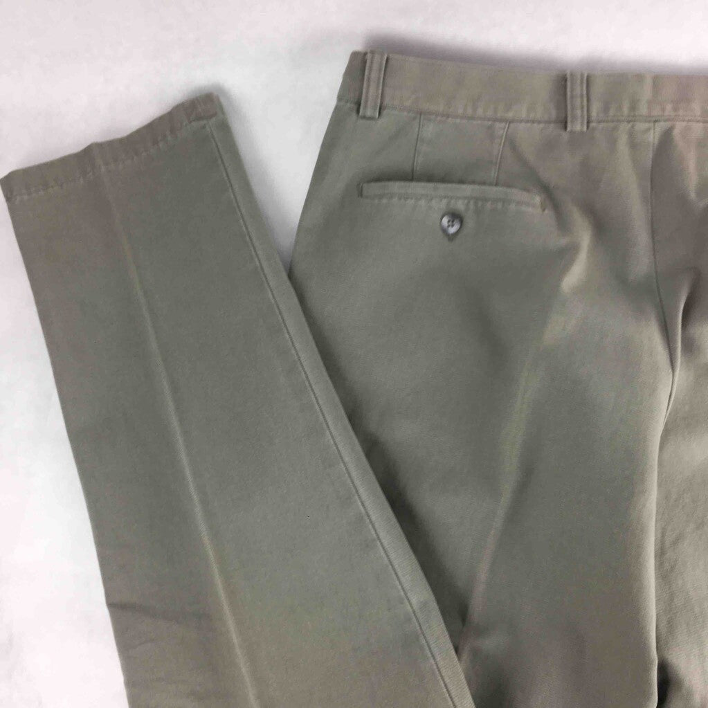Overland Mens Dress Pants Beige Flat Front Pockets Cotton Trousers 48 34 x 35