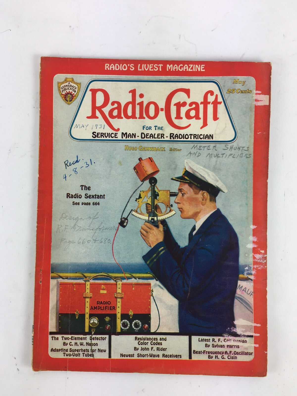 May 1931 Radio Craft Hugo Gernsback Magazine The Radio Sextant Radio Amplifier