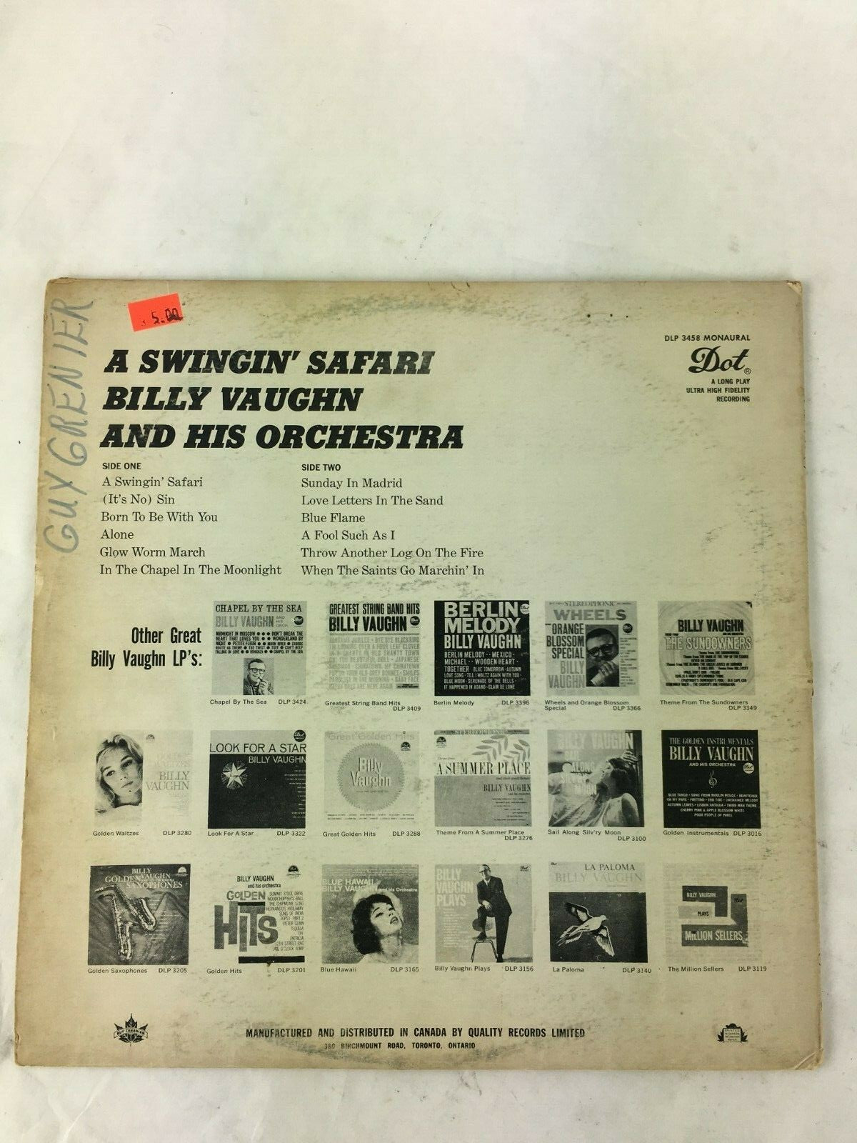 A SWINGIN'SAFARI: Billy Vaughn and his Orchestra