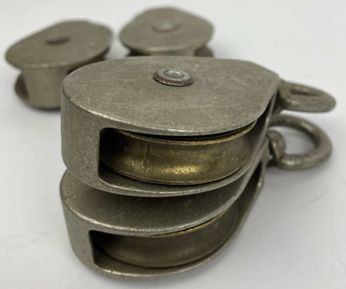 Lot of 4 x Fixed Eye Zinc Plated Steel Sheave Pulley Blocks USA Made NOS