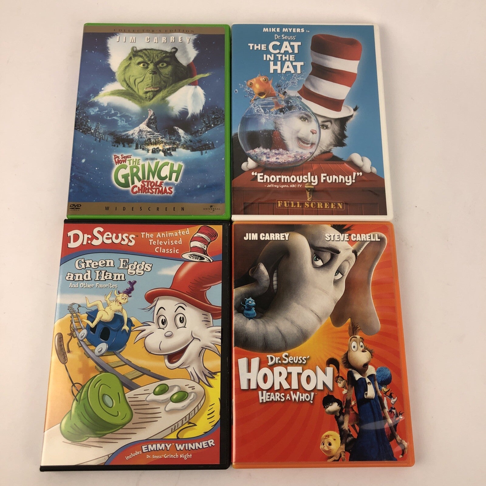 4 x Dr. Seuss DVD Movie Lot -Green Eggs and Ham, Cat in the Hat, The Grinch *VGC