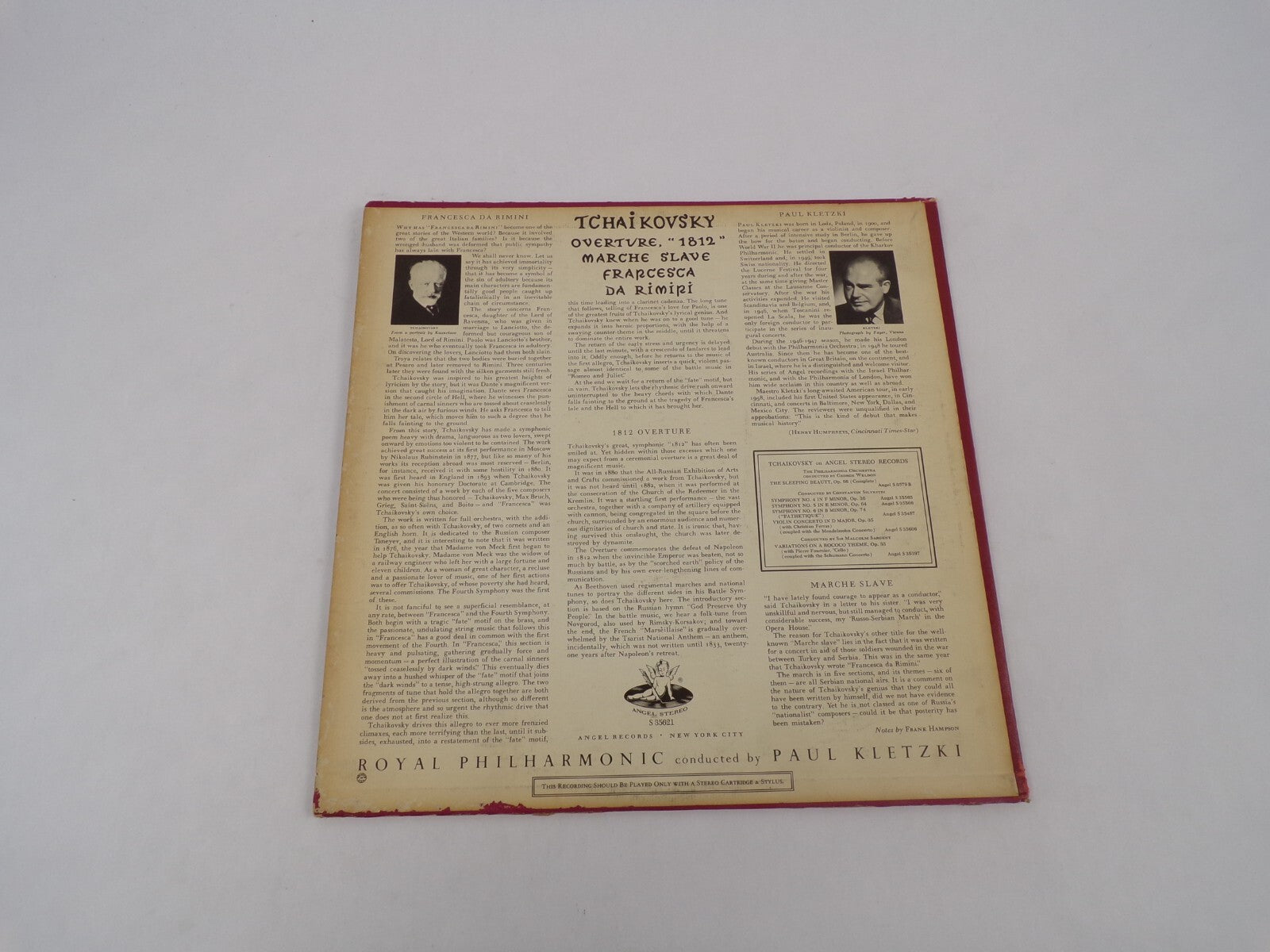 Paul Klctzki Tchaikovsky Overture Marche Slave Vinyl Record