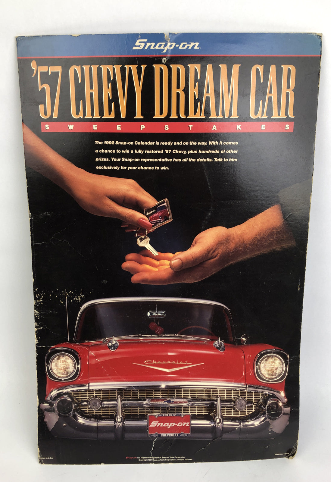 Original VTG Snap-on Tools '57 Chevy Dream Car Sweepstakes Advertisement Poster