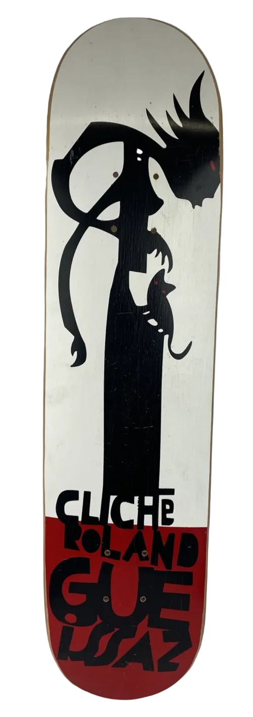 Vintage Cliche Skateboards " Roland Gueissaz " Pro Model Skateboard Deck 7.3"