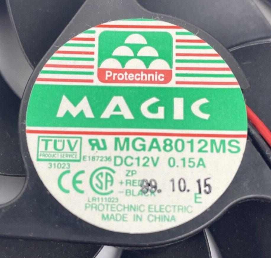 PROTECHNICS ELECTRIC MAGIC MGA8012MS DC12V 0.15A 2 - Wire Cooling Fan OEM NOS