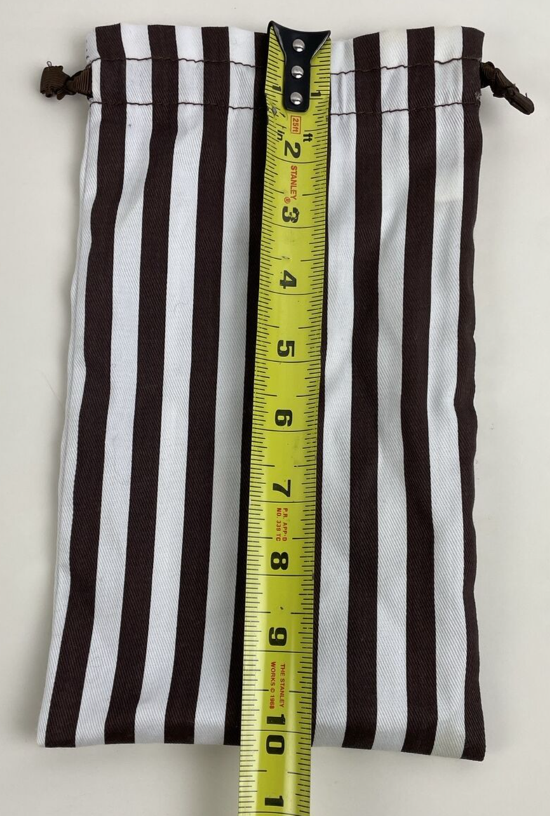 Henri Bendel NYC Dust Bag Wallet, Small Purse Bag 10" x 6" Brown White Stripes