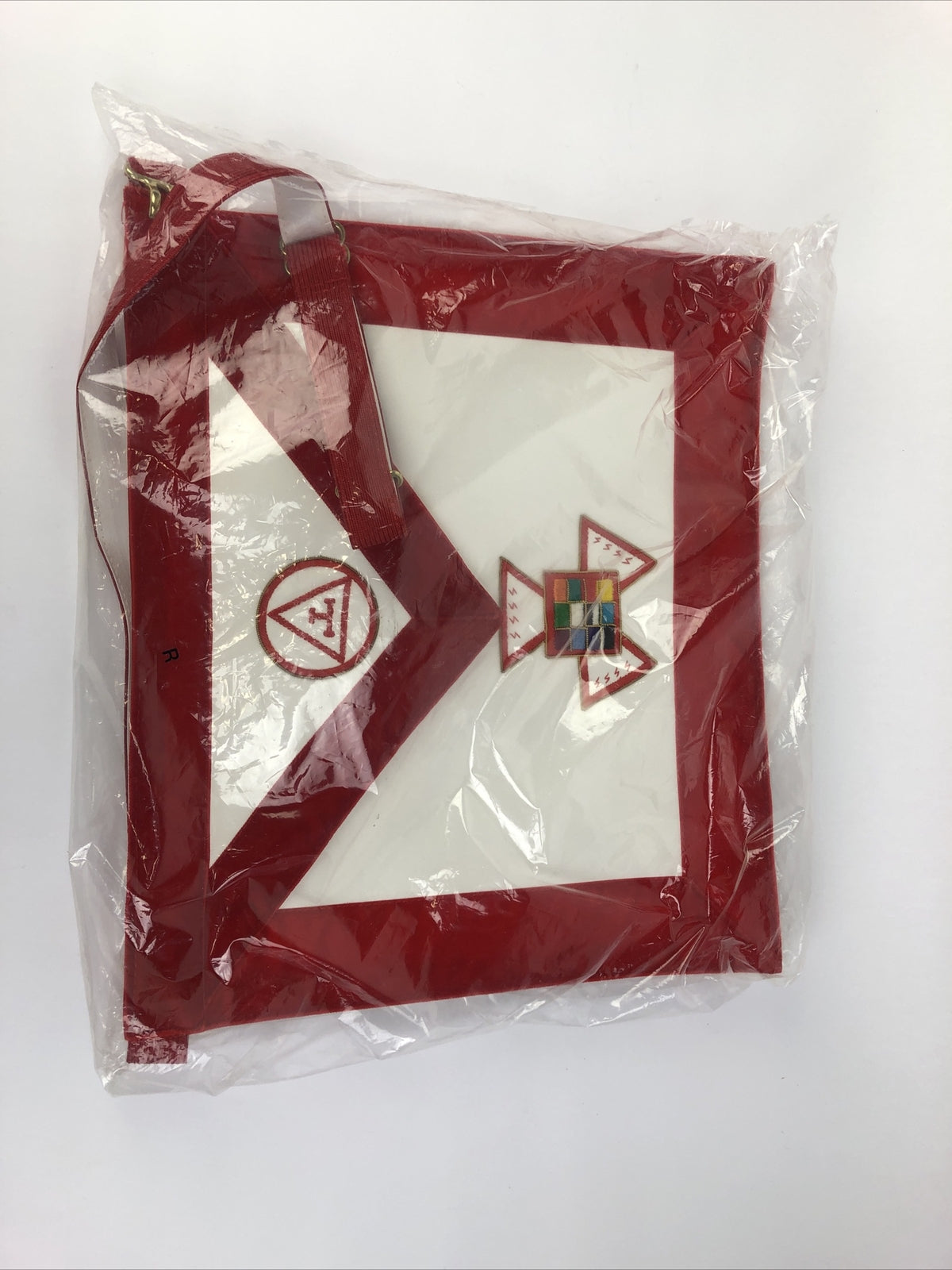 Vintage LAFSCO USA Free Mason Masonic Presentation Apron Banner Ornate RED WHITE