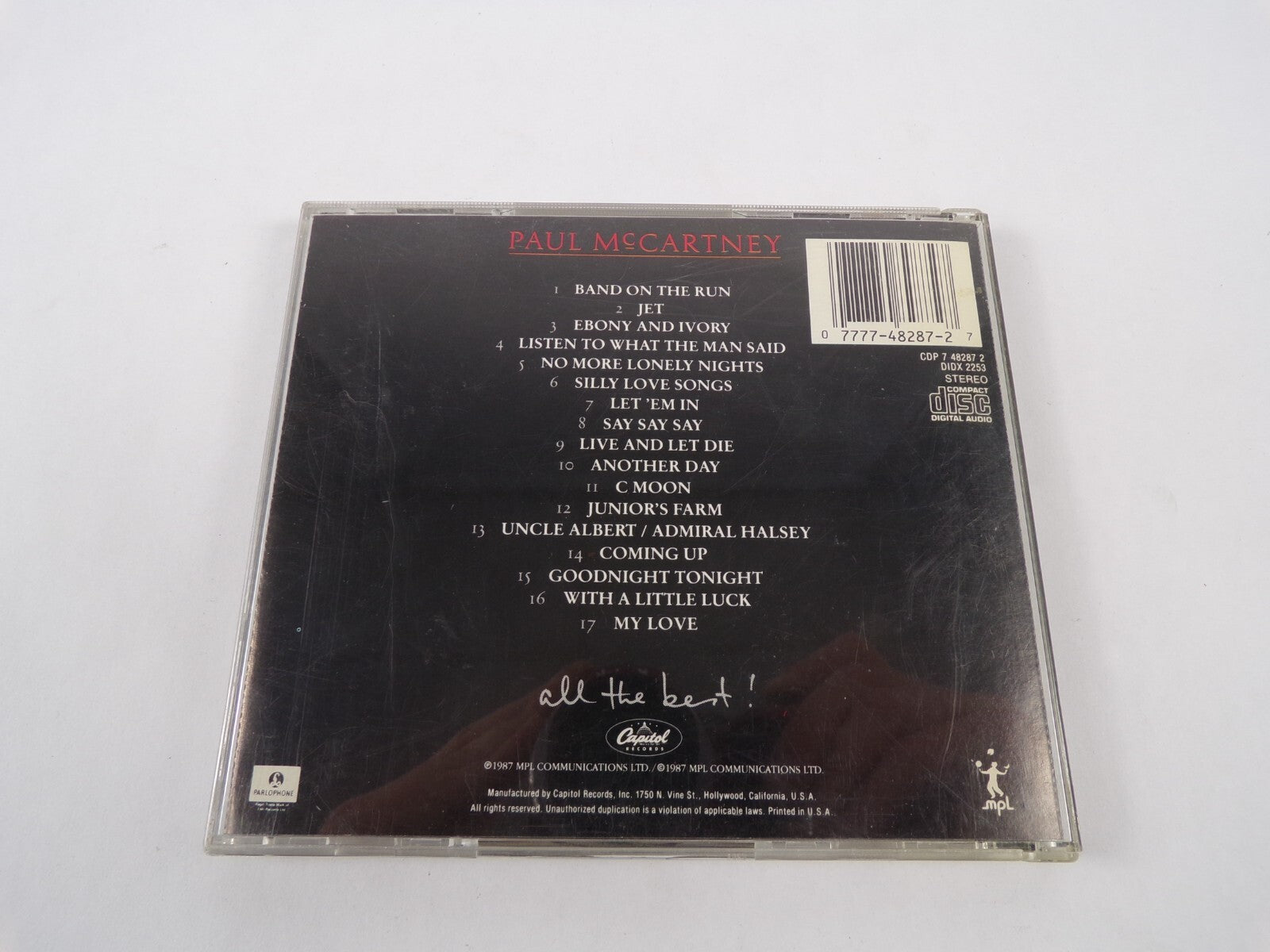 Paul Mc Cartney Band On The Run All The Best! Jet Ebony And Ivory Listen CD#59