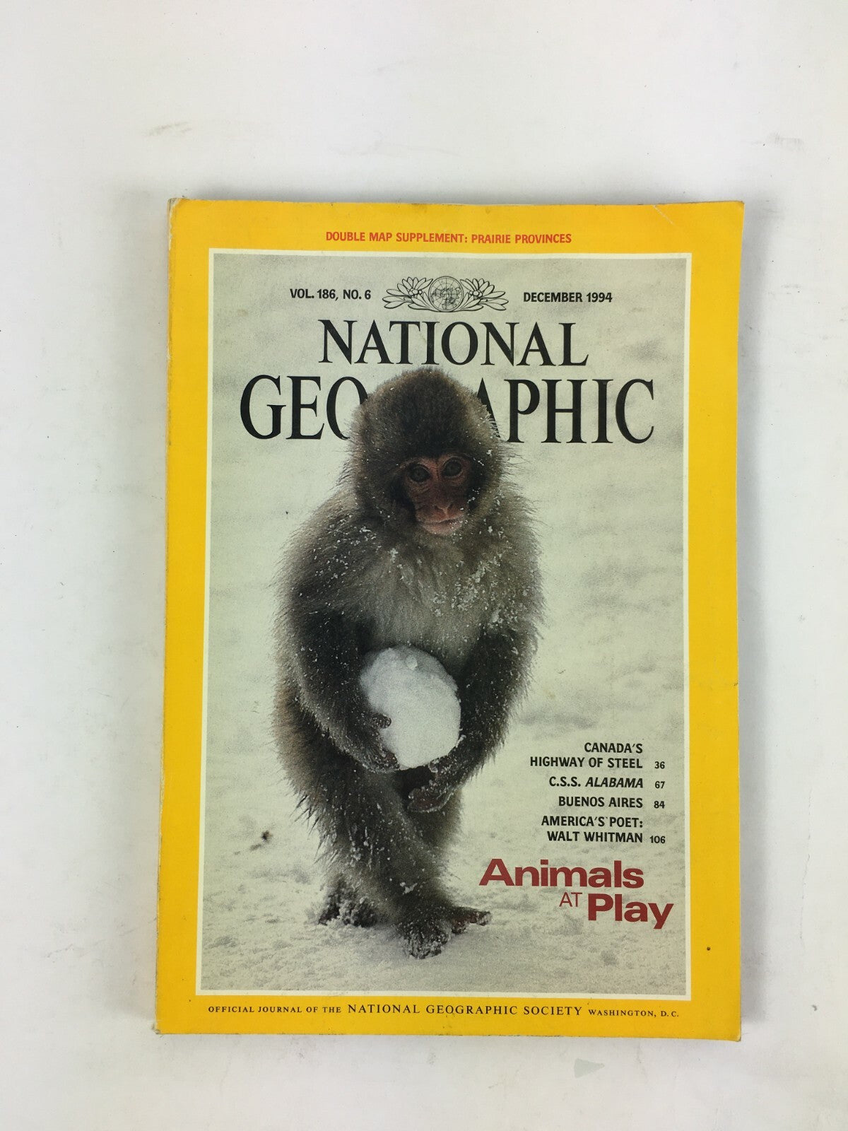 December 1994 National Geographic Magazine Animals at Play Walt Whitman Buenos