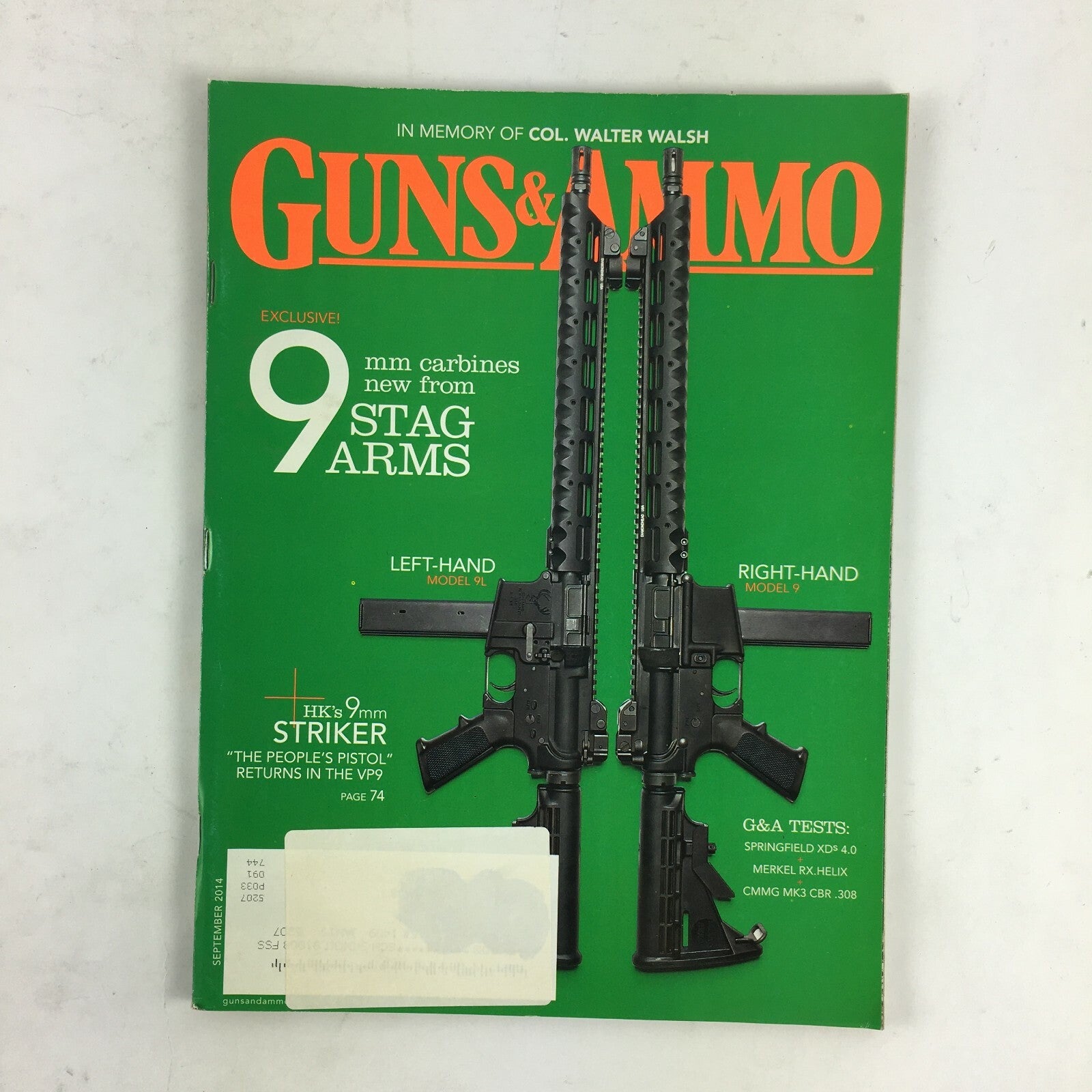 September 2014 Guns & Ammo Magazine 9mm Stag Arms Springfield XDs 4.0 Merkel RX