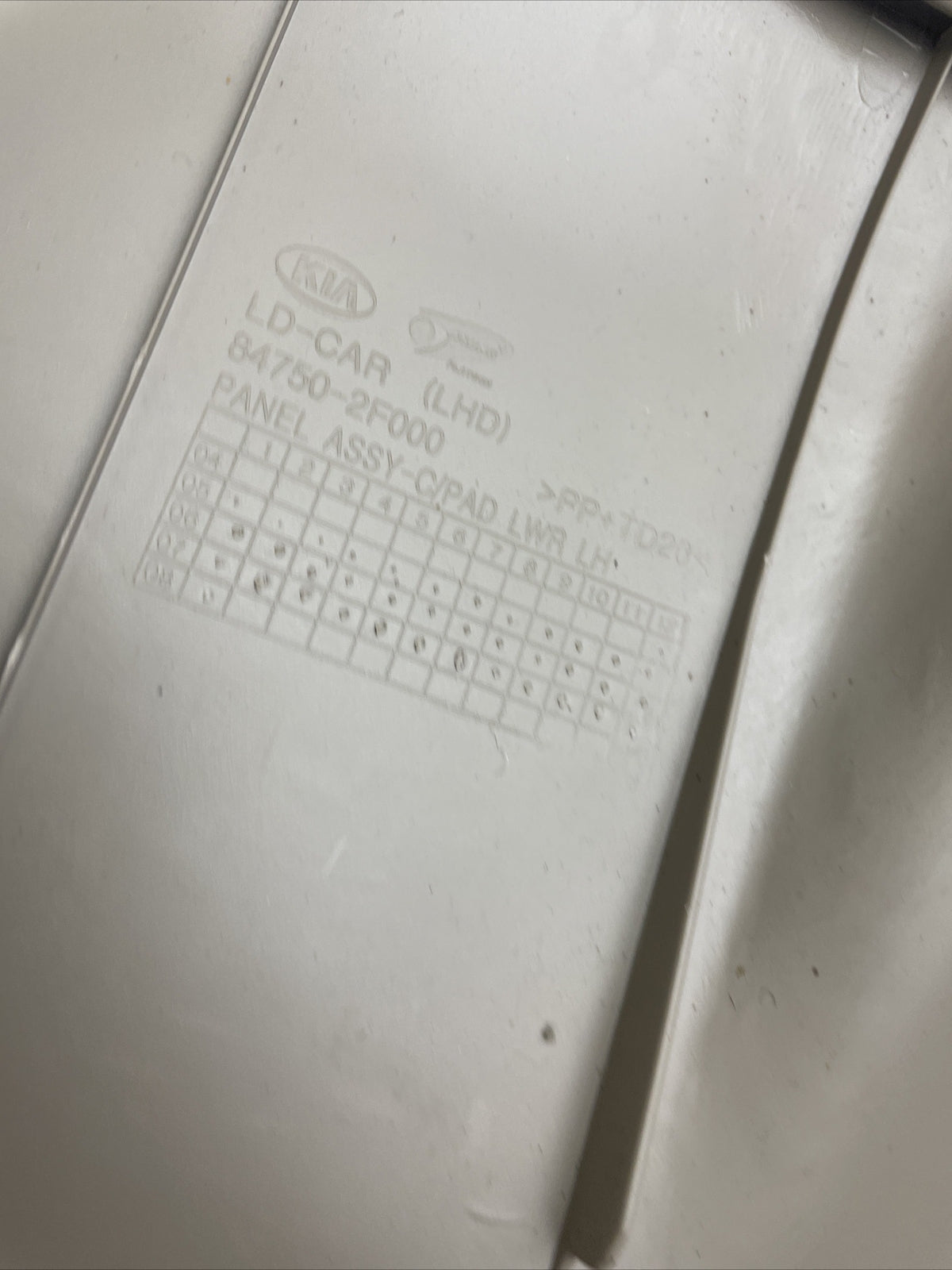 Kia Spectra knee bolster 84750-2F062NM OEM NOS
