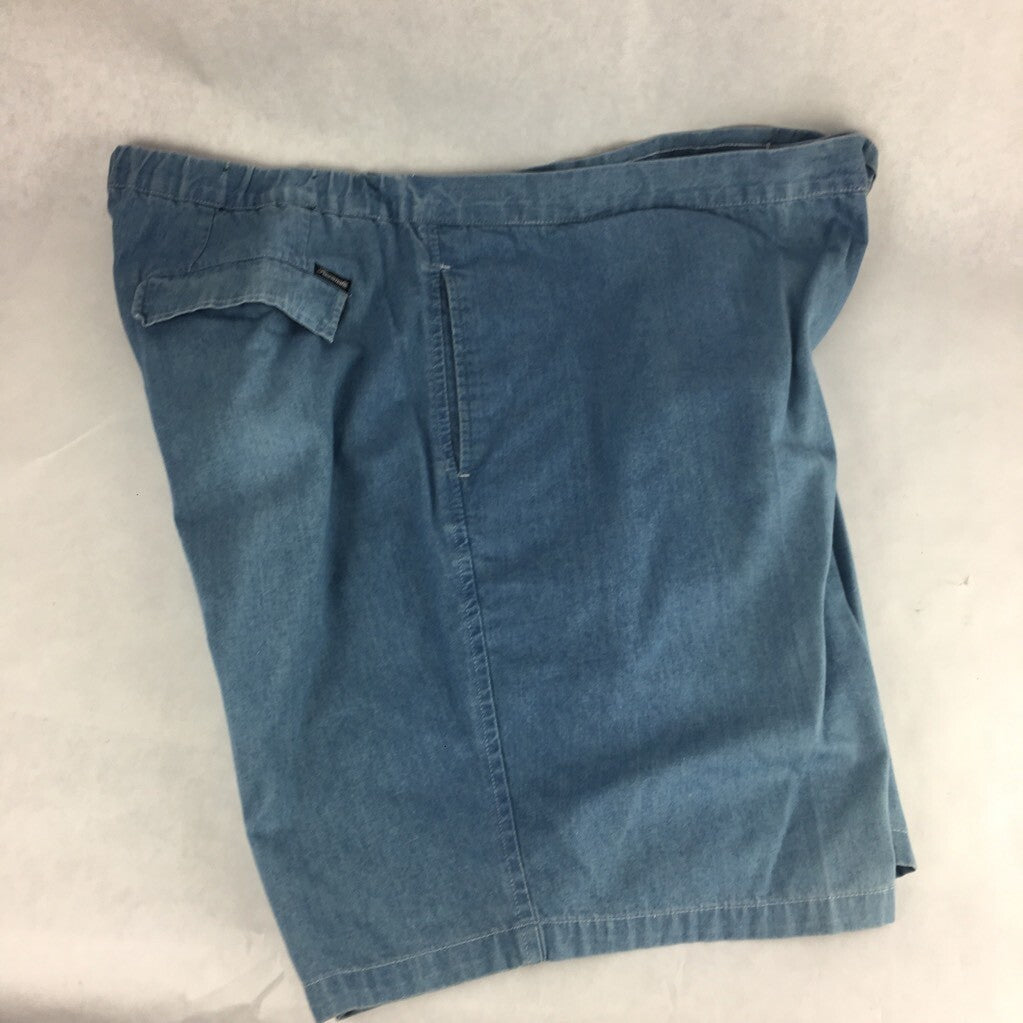 Faconnable Mens Denim Shorts Blue Elastic Waist Zipper Pockets 100% Cotton XL