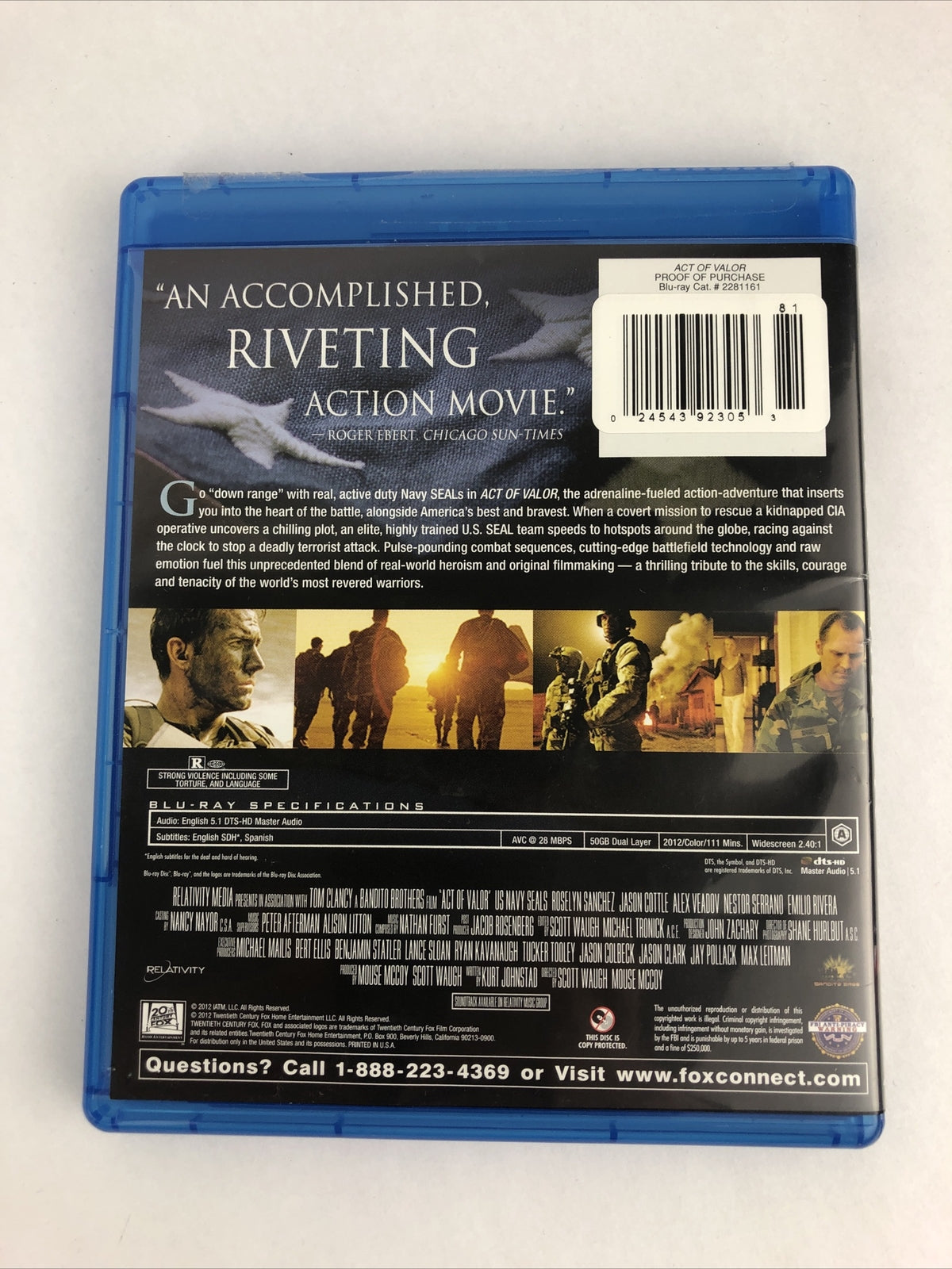 Act of Valor Blu-ray A Motion Picture Featuring Active Navy Seals - Mint Disc