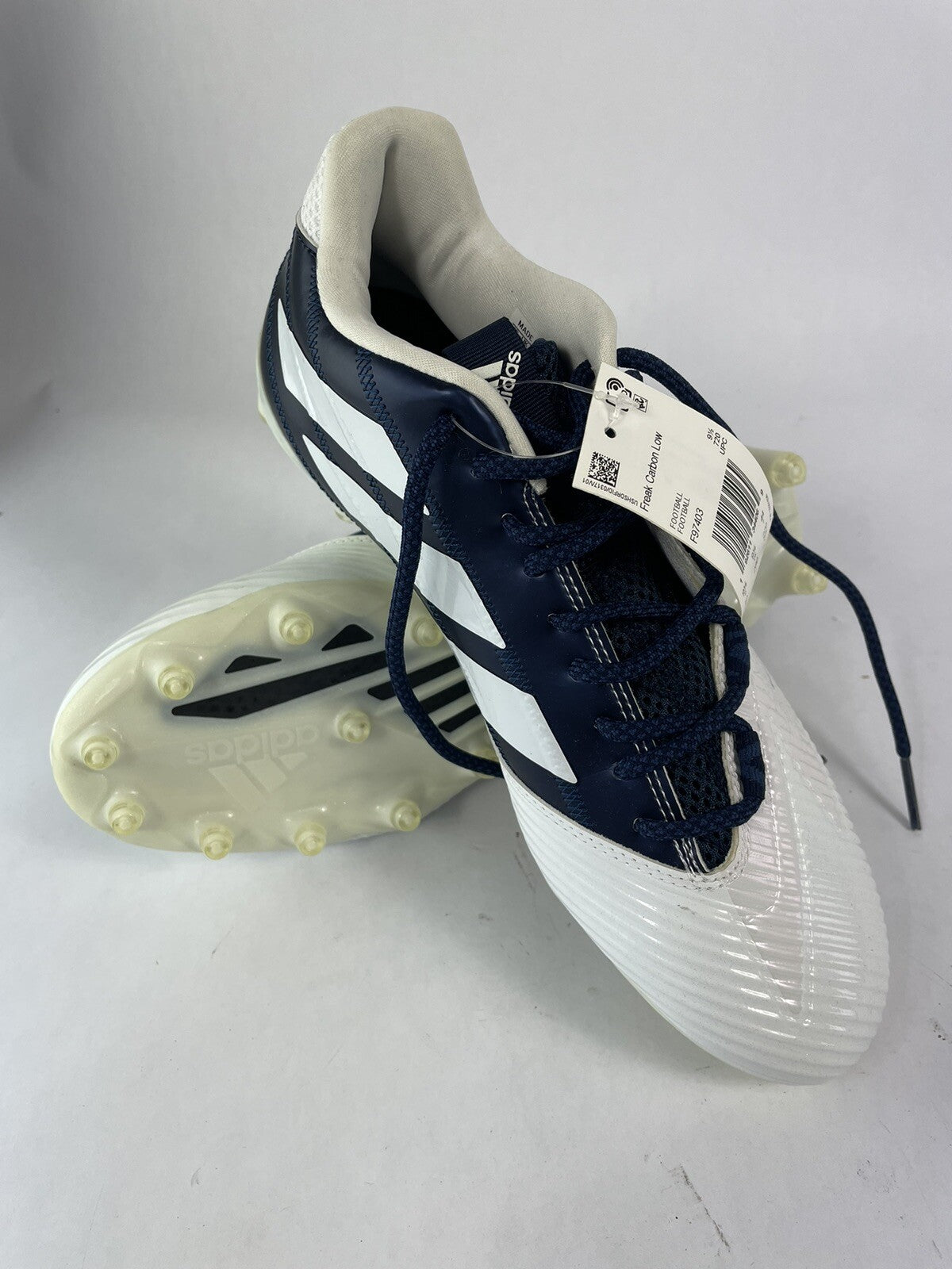 New Men's Adidas Freak X Carbon Low Football Cleats Size 10 Blue/White 3 Stripe