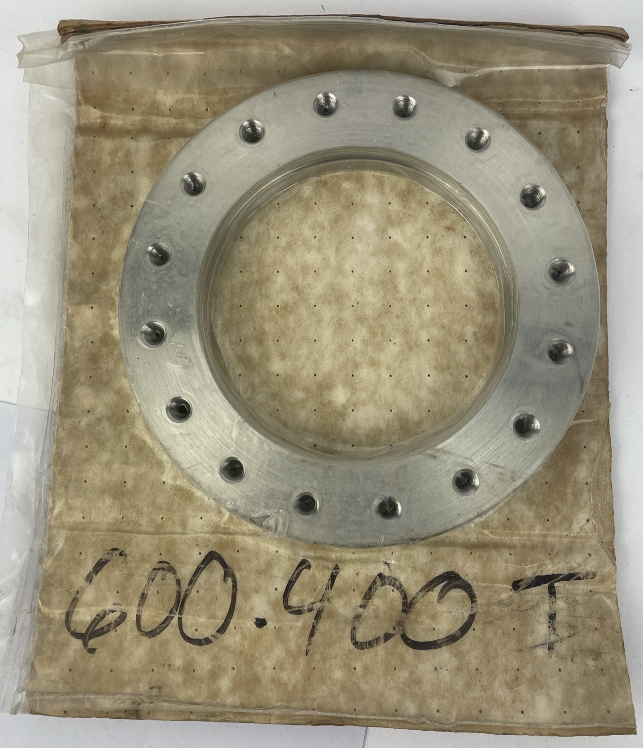 NOS O.D. 6", I.D. 4"" Double Sided CFF Vacuum Conflat Flange Ring 16 bel thread