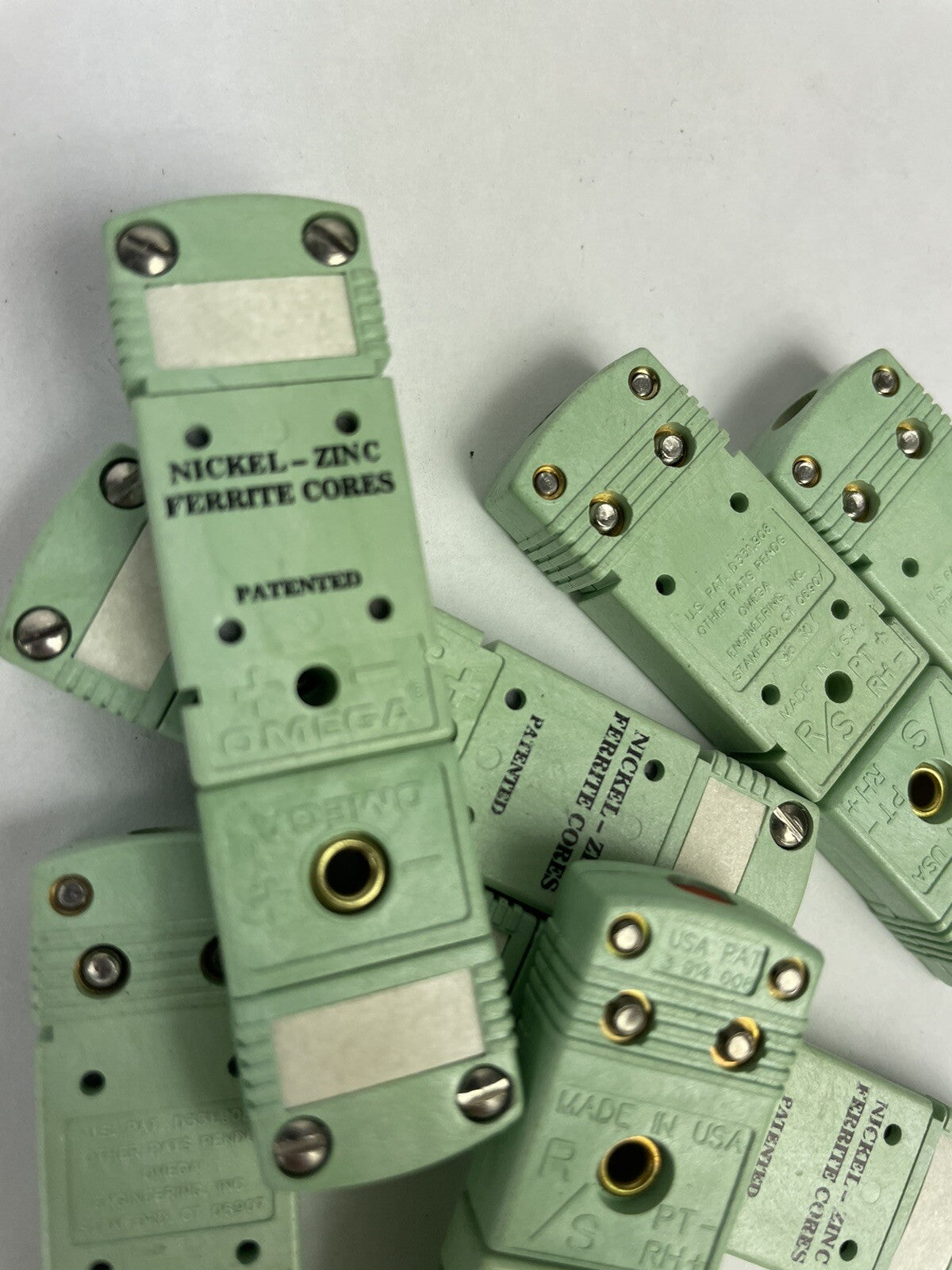 Lot of 8: OMEGA HMPW Series, MiniThermocouple Connector Male Female Zinc Ferrite