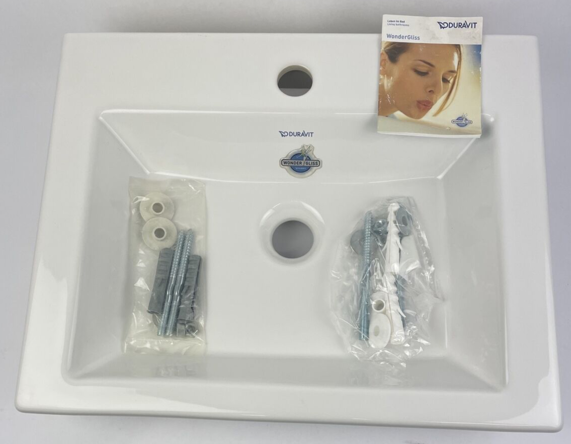 Duravit 079050 00 001 White Wall-Mount Sink Wash Basin 19.5" w/ Wonder Gliss