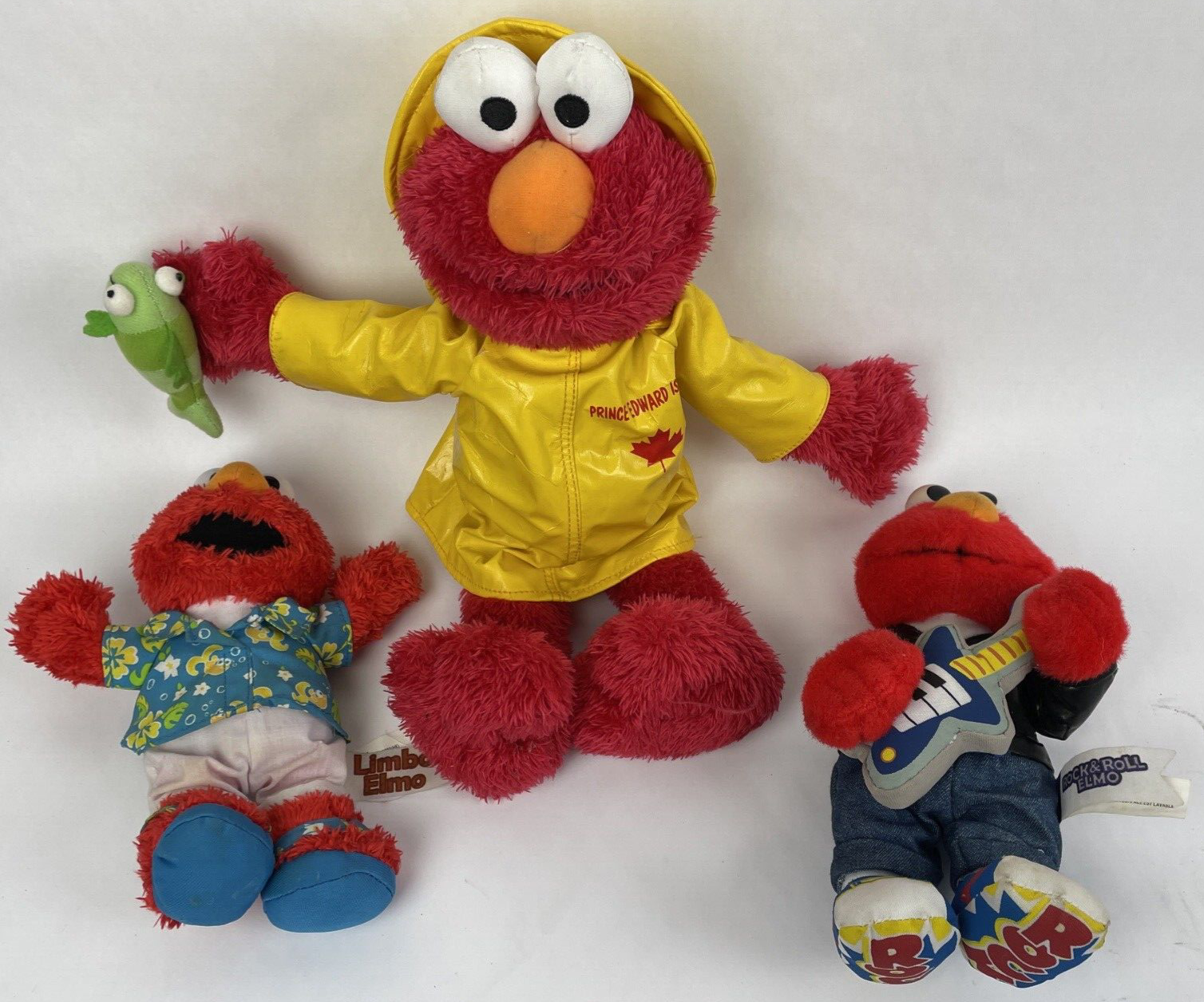 Lot of 3 1999 03 07 Sesame Street Elmo Plush 15" Stuffed Animal Toy LOOK Fish