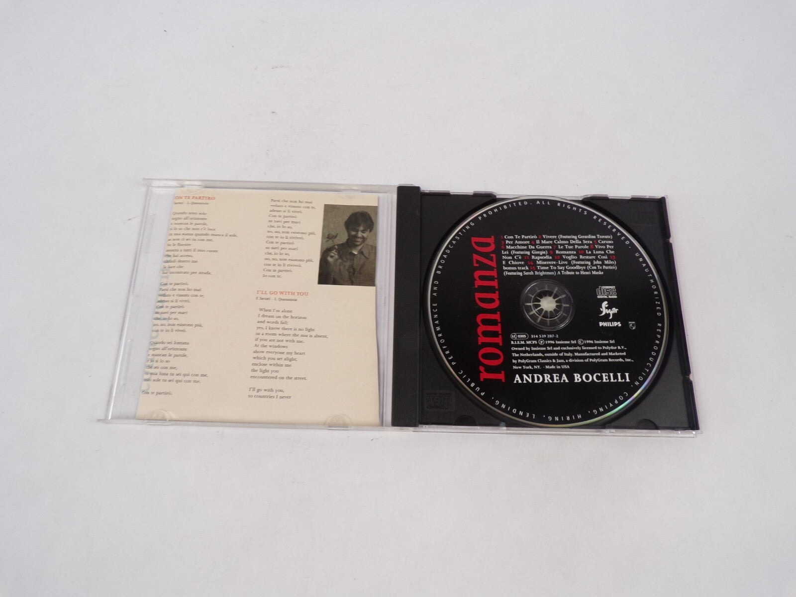 Romanza Andrea Bocelli Con Te Partiro Vivere Per Amore It Mare Calmo Della CD#70