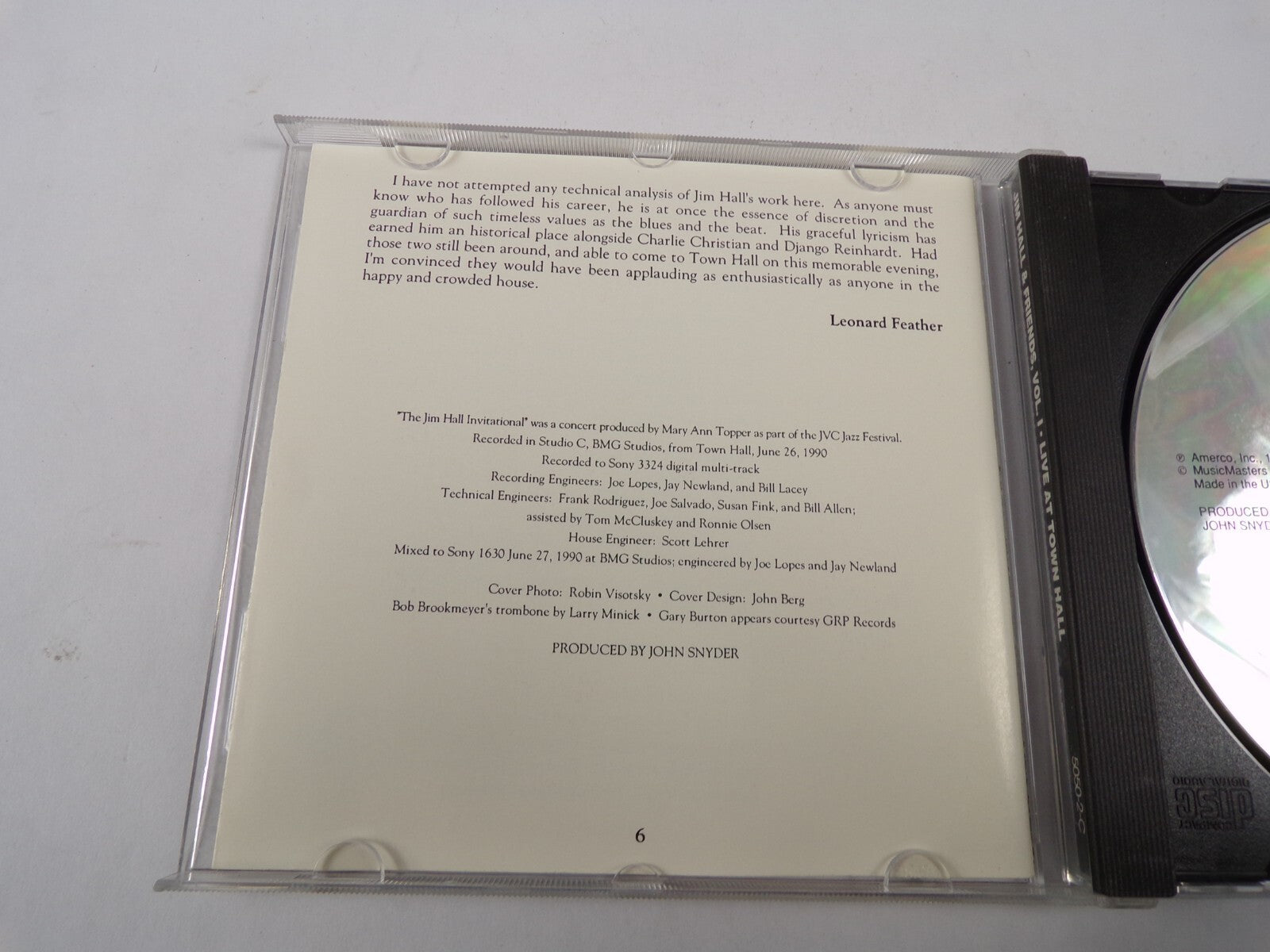 Jim Hall & Friends Vol 1 Live At Town Hall Alone Together St. Thomas CD#35