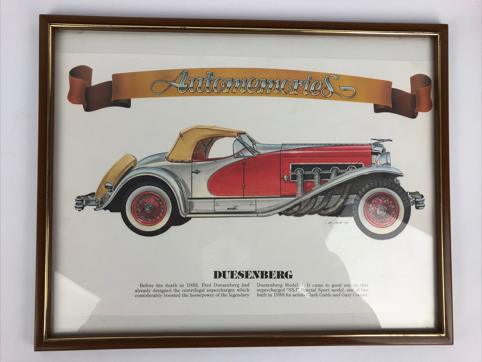 Framed Duesenberg Roadster- Straight 8 Automemories Art Print Fast Free Ship