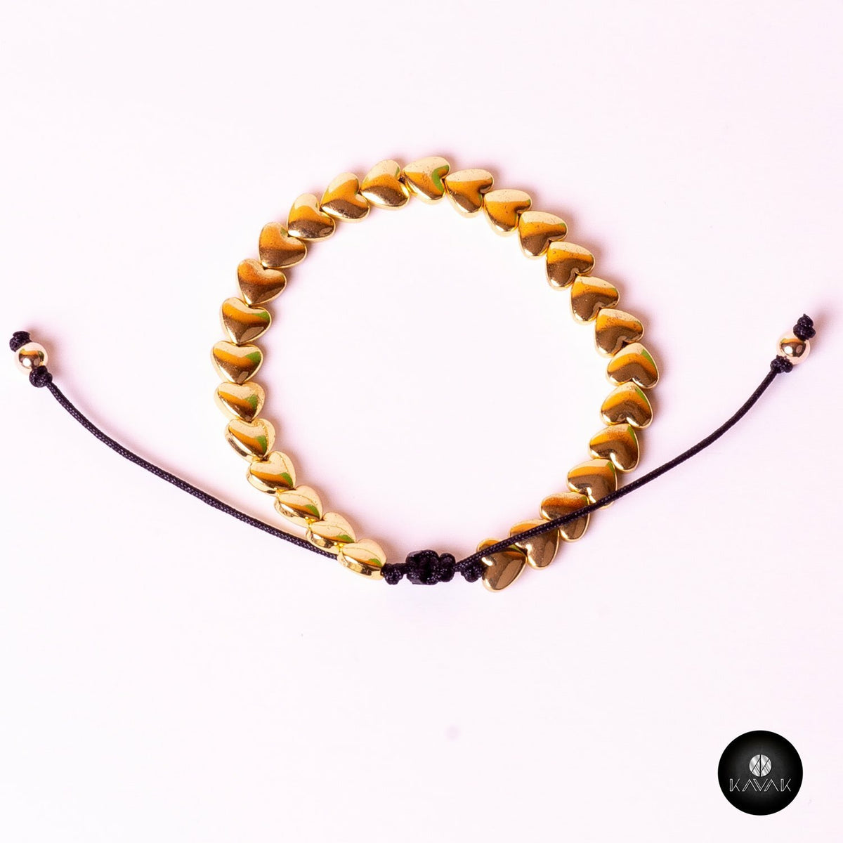 Kavak handmade golden hearts adjustable women's bracelet