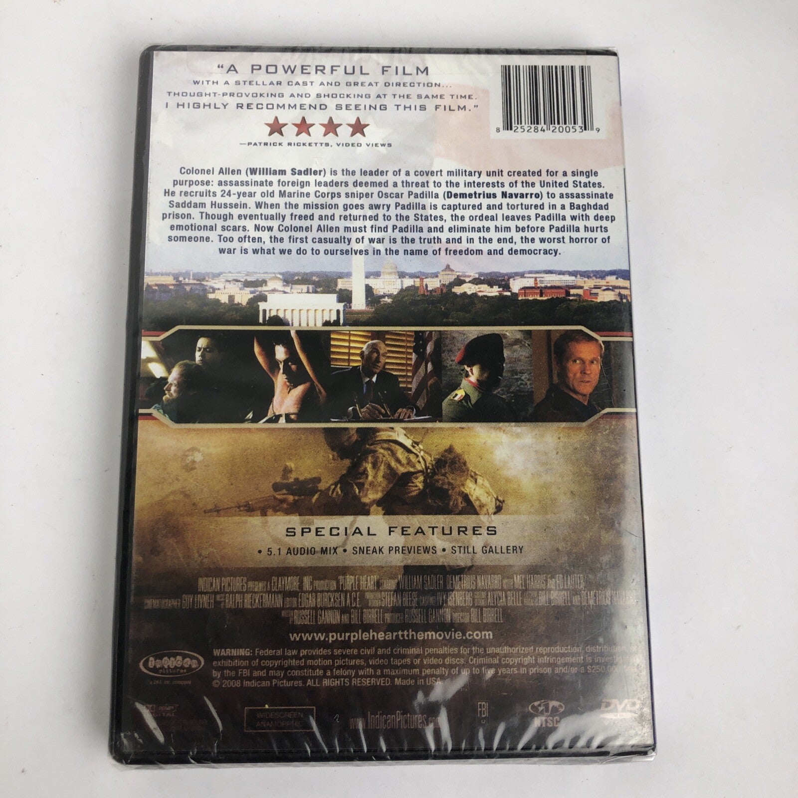 Purple Heart DVD William Sadler, Demetrius Navarro, Mel Harris, Ed Lauter NEW