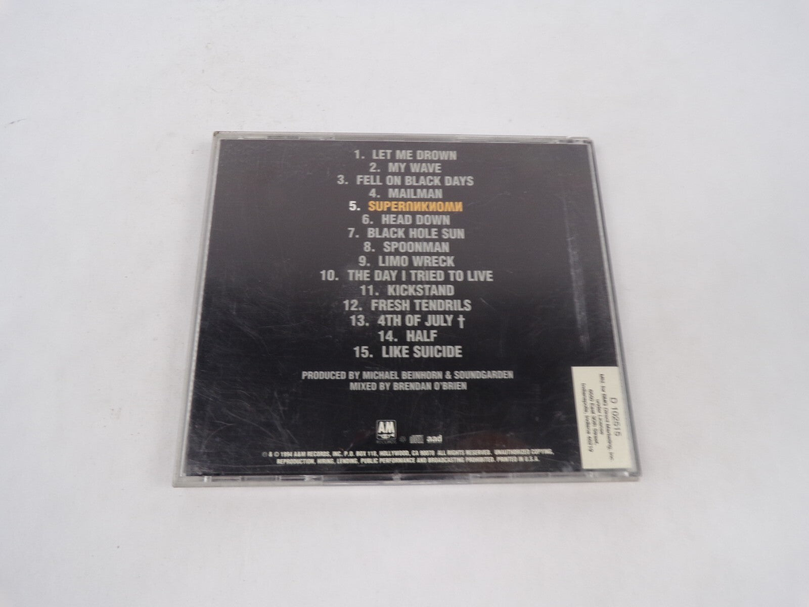 Soundgarden Let Me Drown My Wave Fell On Black Days Mailman Supernknomn CD#70